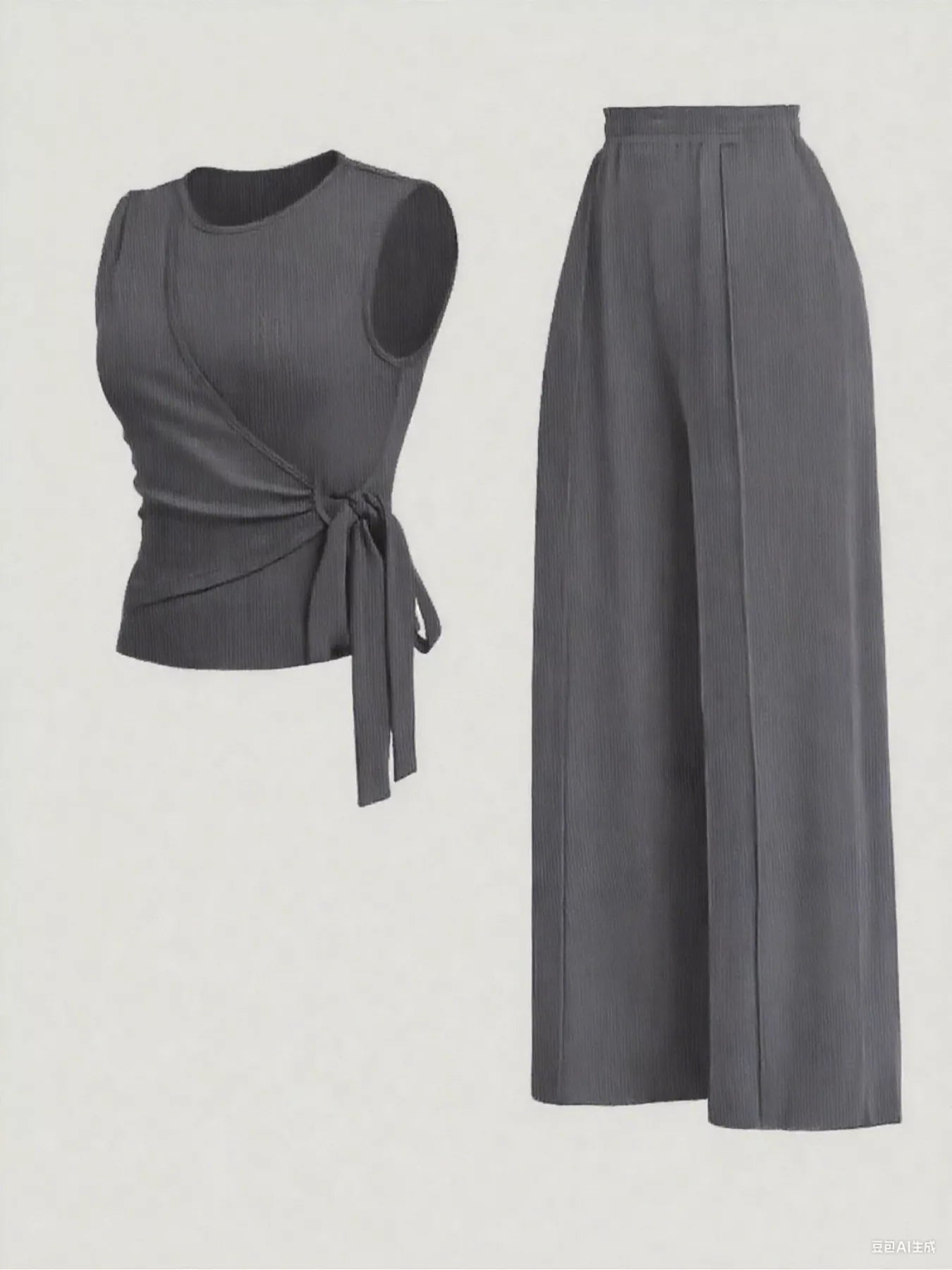 Side Tie Round Neck Tank and Pants Set - Flip Flop Dynasty