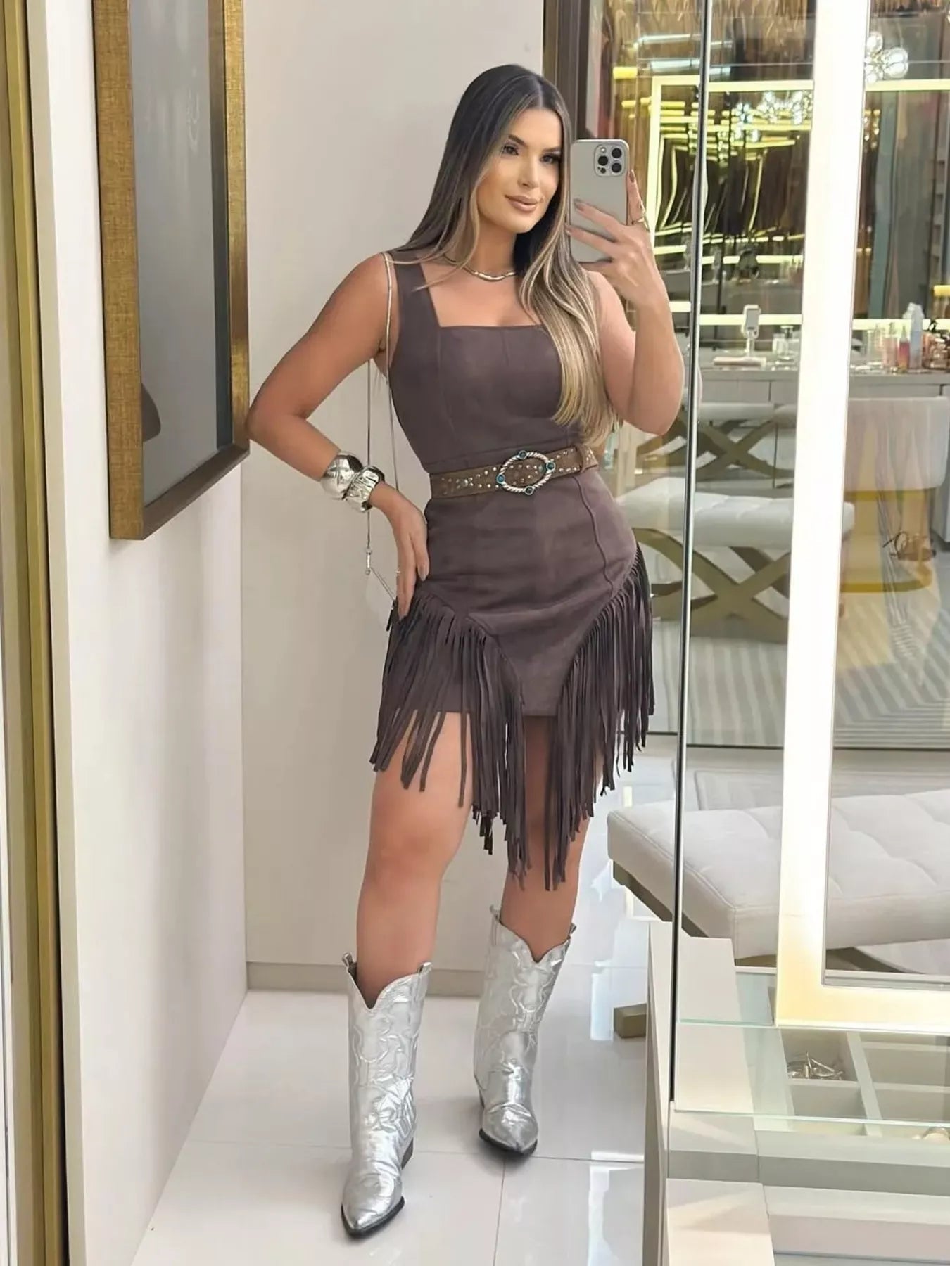 Sleeveless Fringed Mini Dress - Flip Flop Dynasty