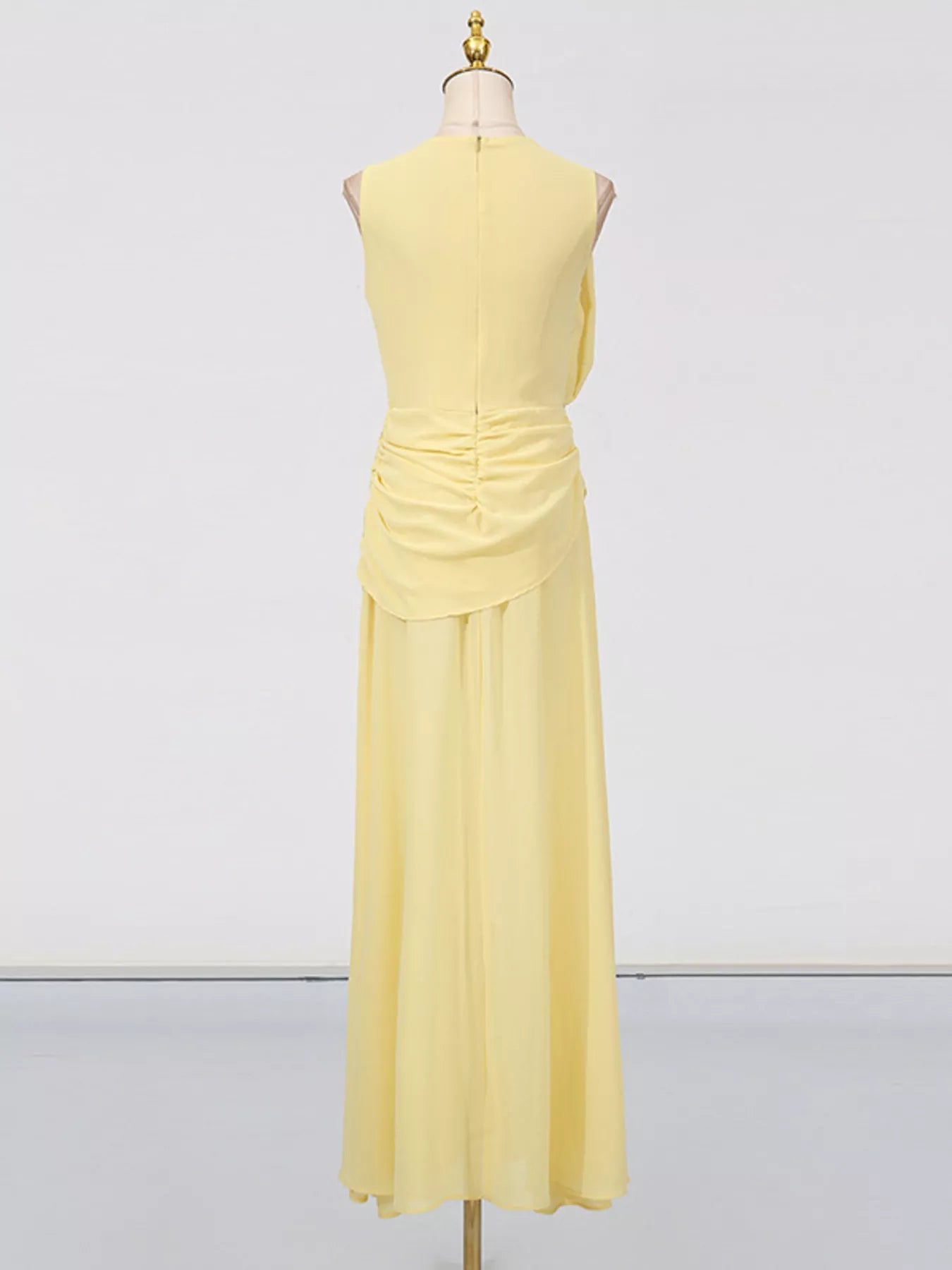 Sleeveless Ruched High - Slit Maxi Dress - Flip Flop Dynasty