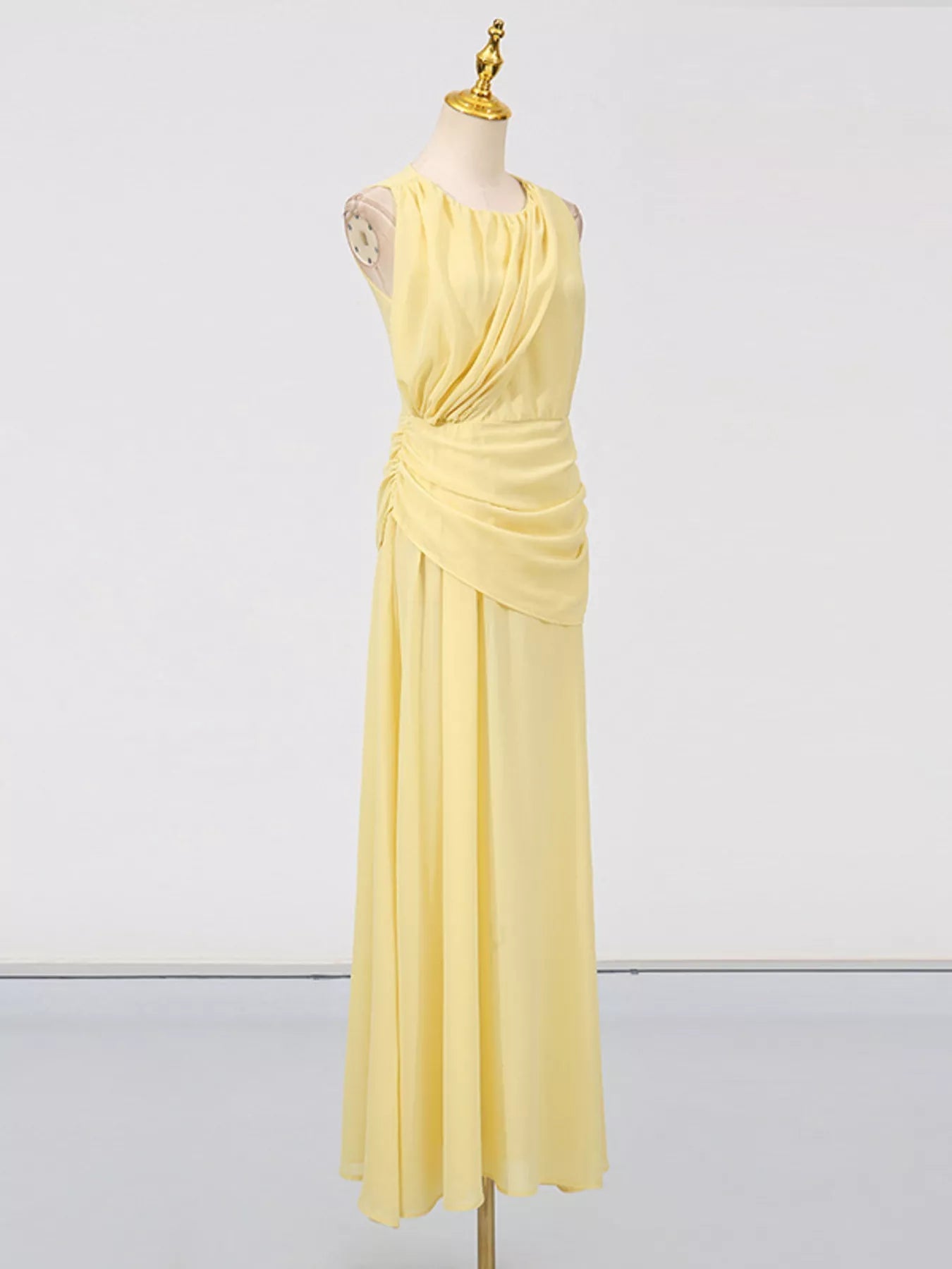 Sleeveless Ruched High - Slit Maxi Dress - Flip Flop Dynasty