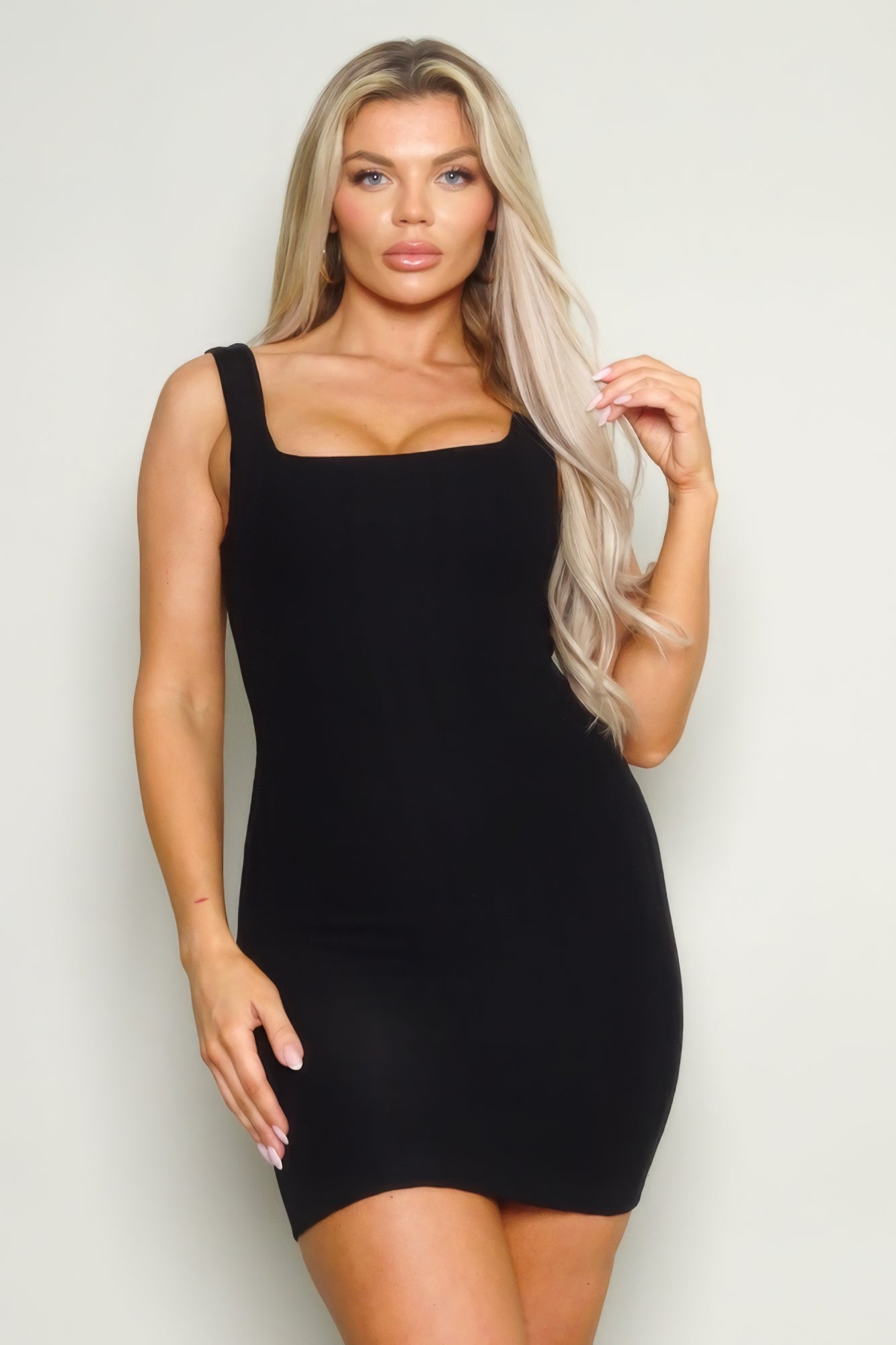 Sleeveless Square Neck Knit Mini Dress - Flip Flop Dynasty