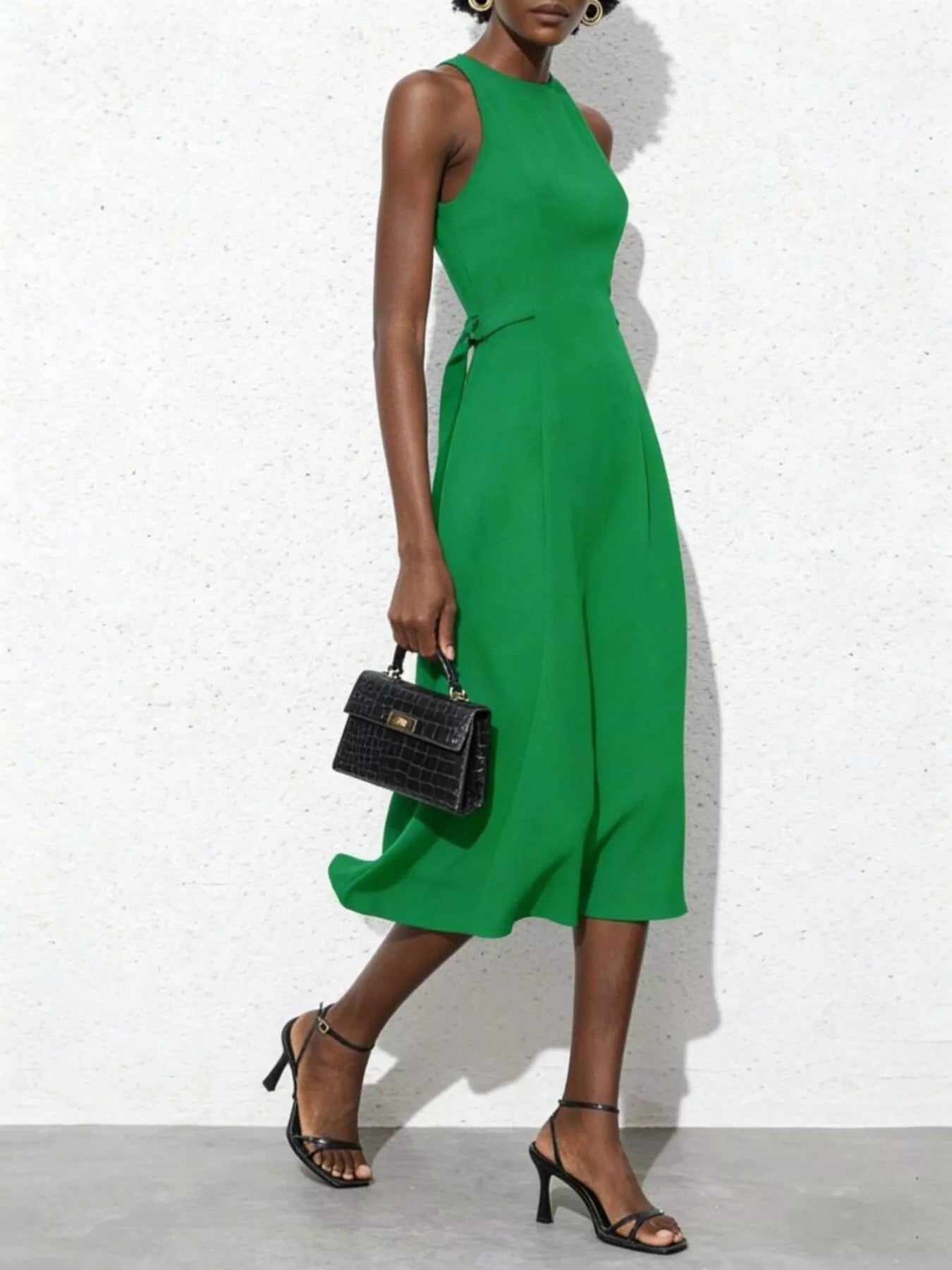 Sleeveless Tie Waist Midi Dress - Flip Flop Dynasty