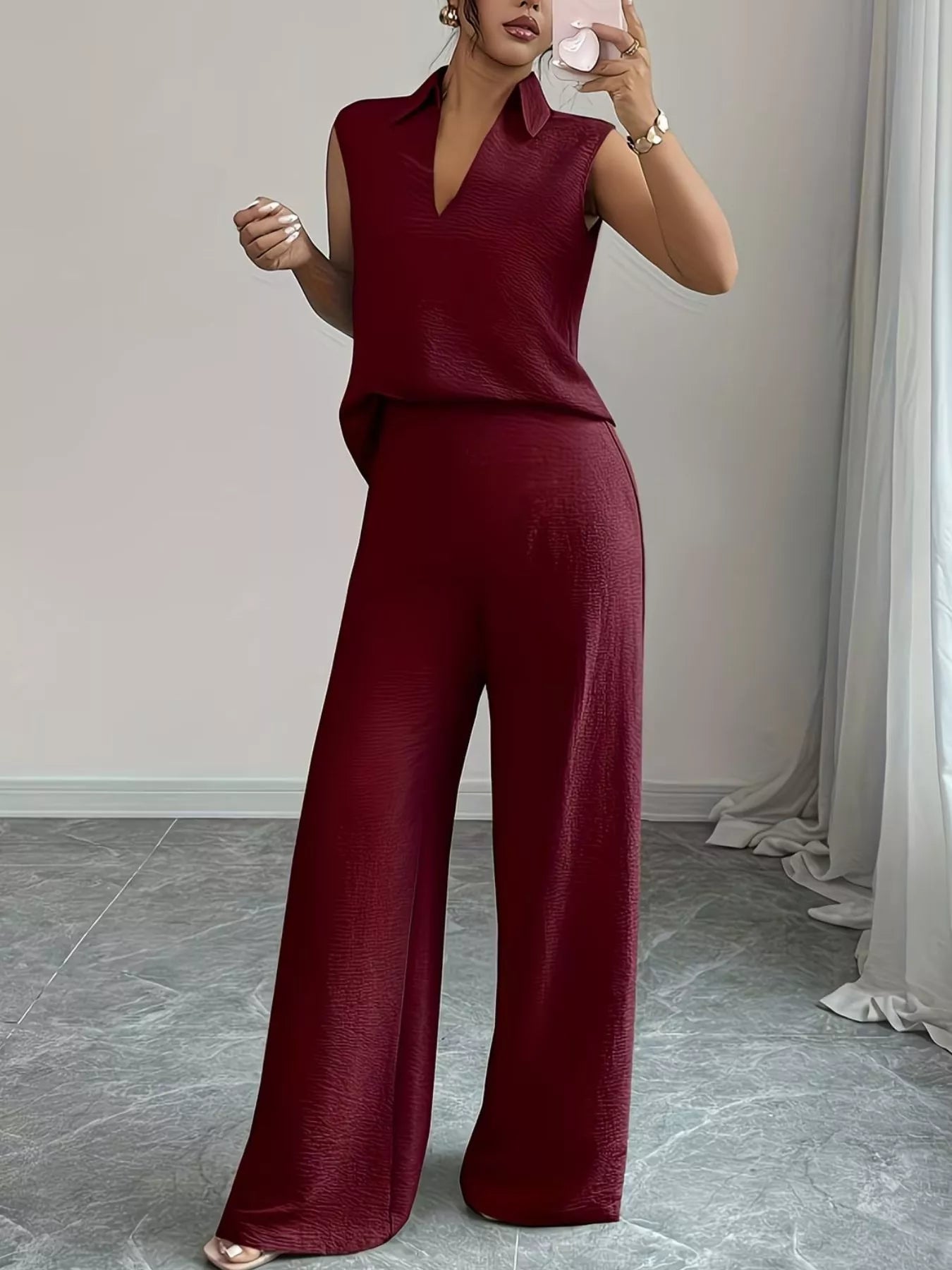 Sleeveless Top and Wide Leg Pants Set - Flip Flop Dynasty