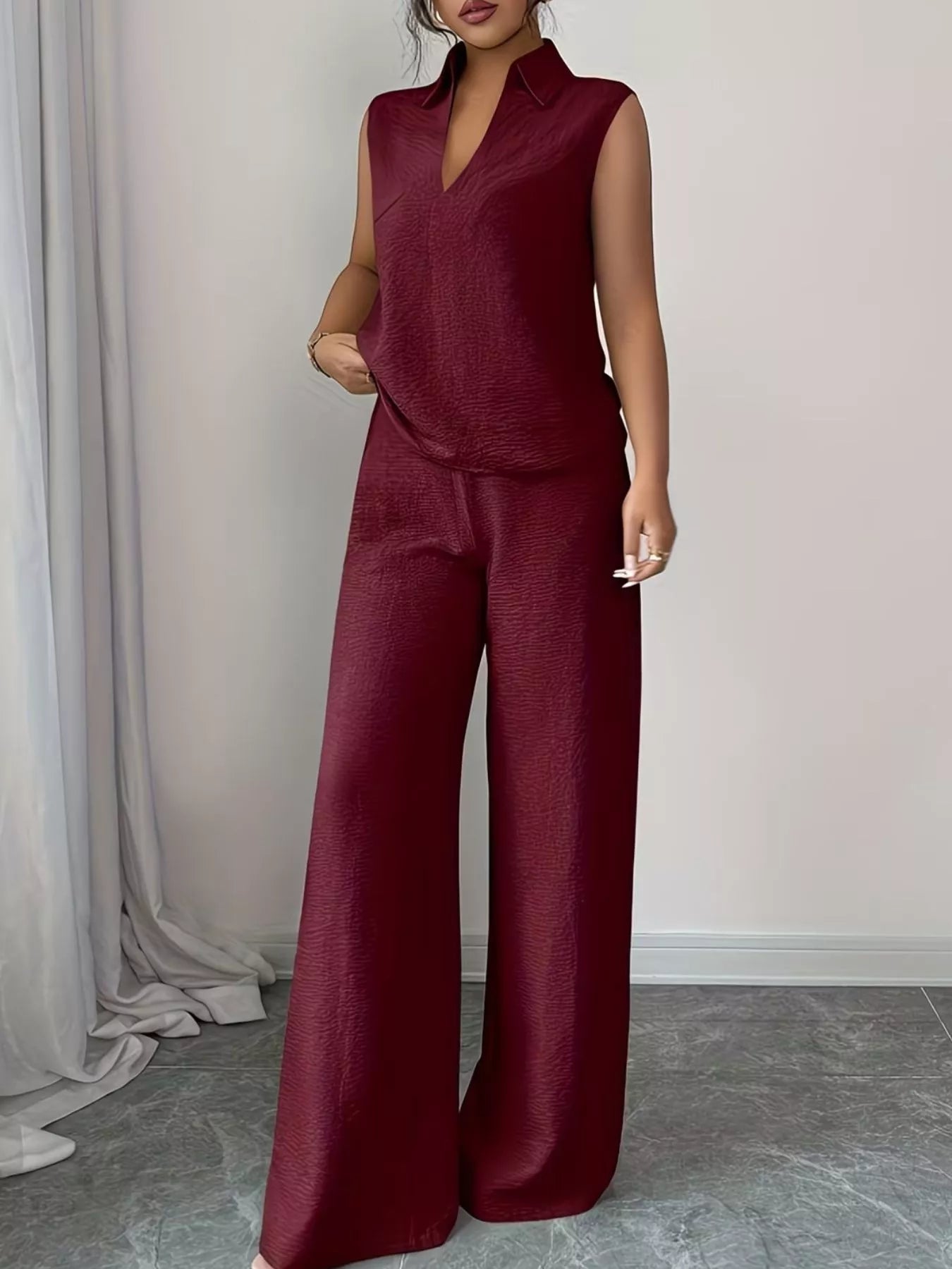 Sleeveless Top and Wide Leg Pants Set - Flip Flop Dynasty