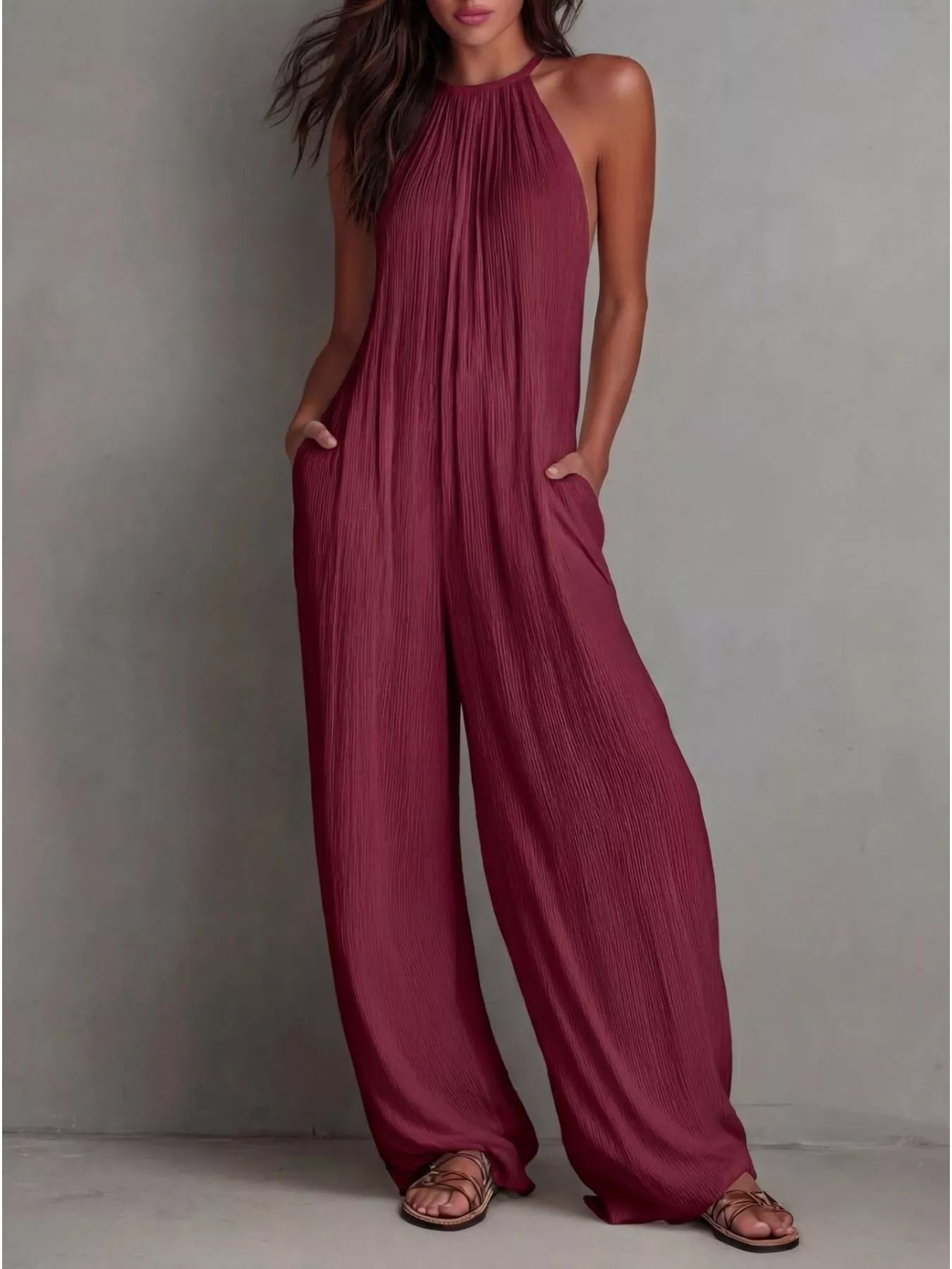 Sleeveless Wide-Leg Jumpsuit - Flip Flop Dynasty