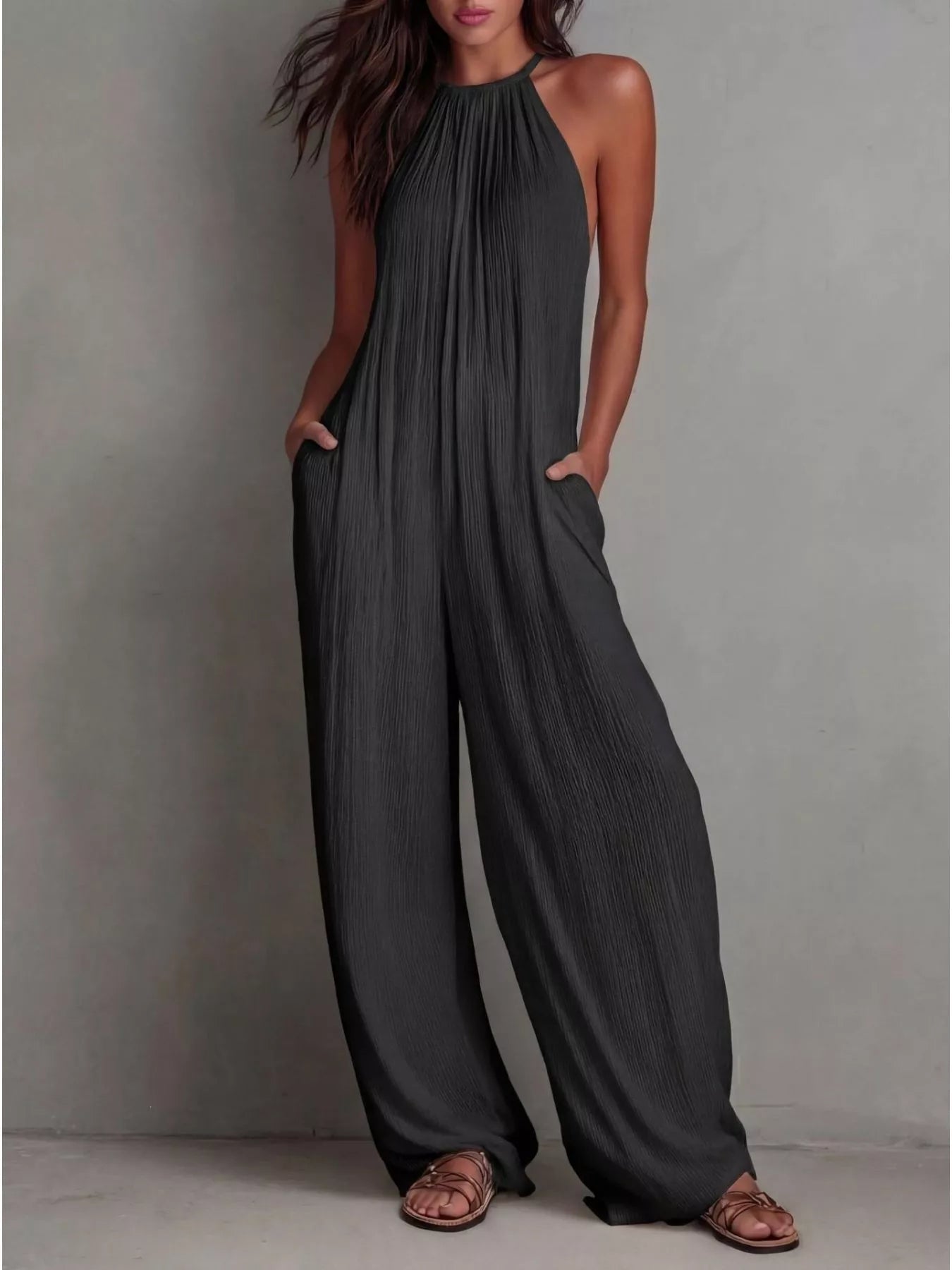 Sleeveless Wide-Leg Jumpsuit - Flip Flop Dynasty