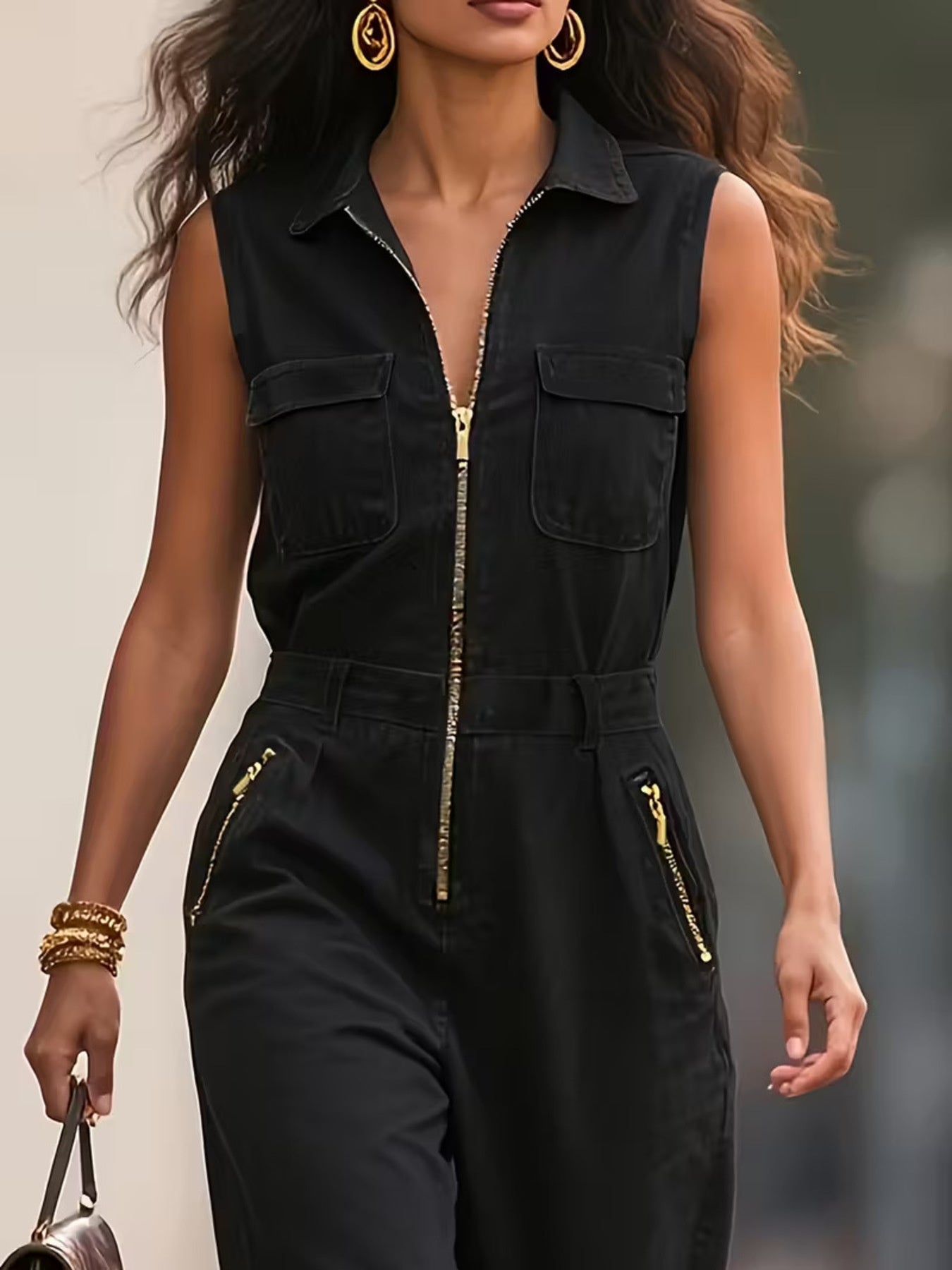 Sleeveless Zip-Up Jumpsuit - Flip Flop Dynasty