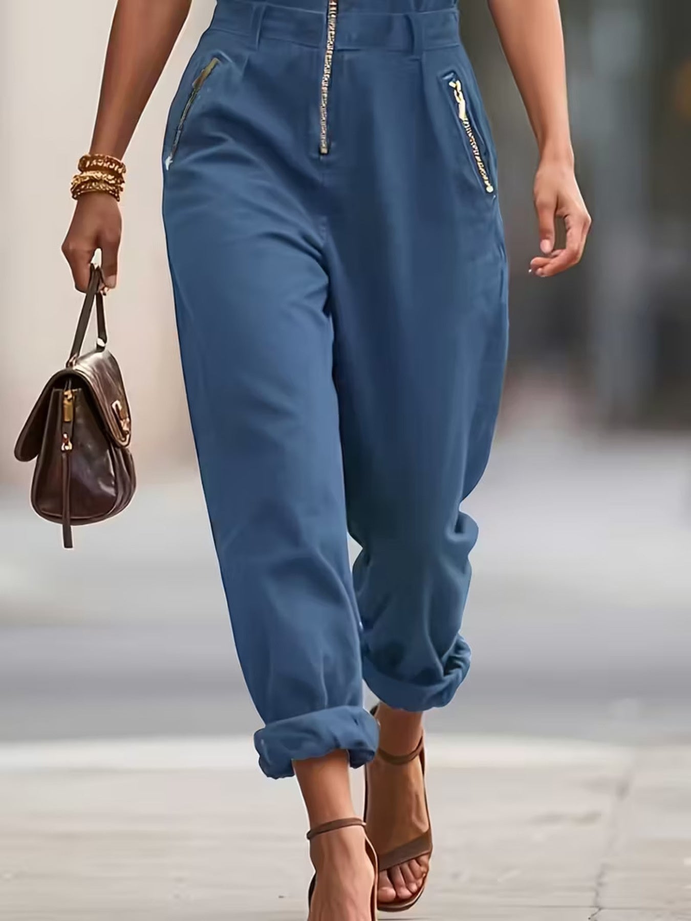 Sleeveless Zip-Up Jumpsuit - Flip Flop Dynasty