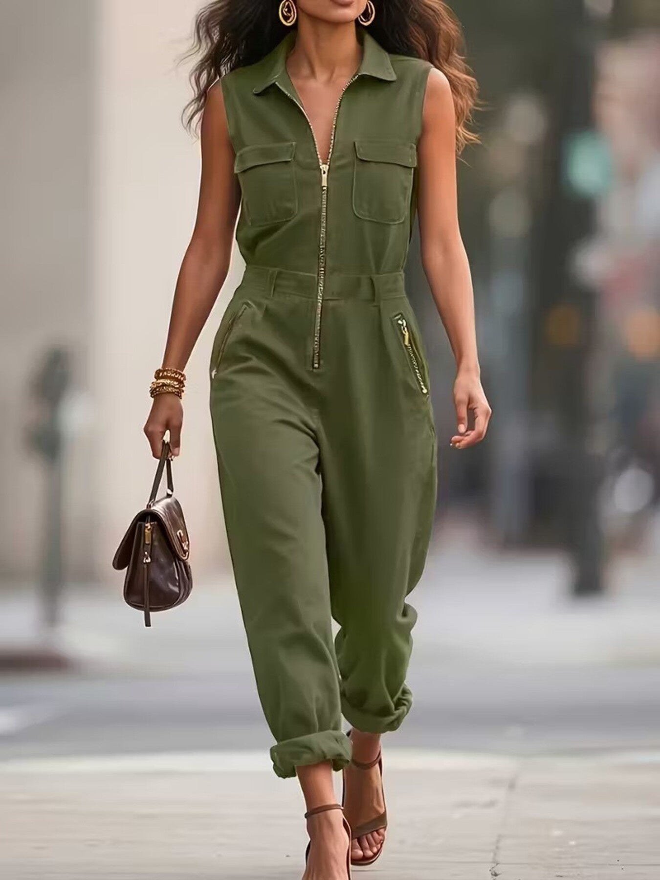 Sleeveless Zip-Up Jumpsuit - Flip Flop Dynasty