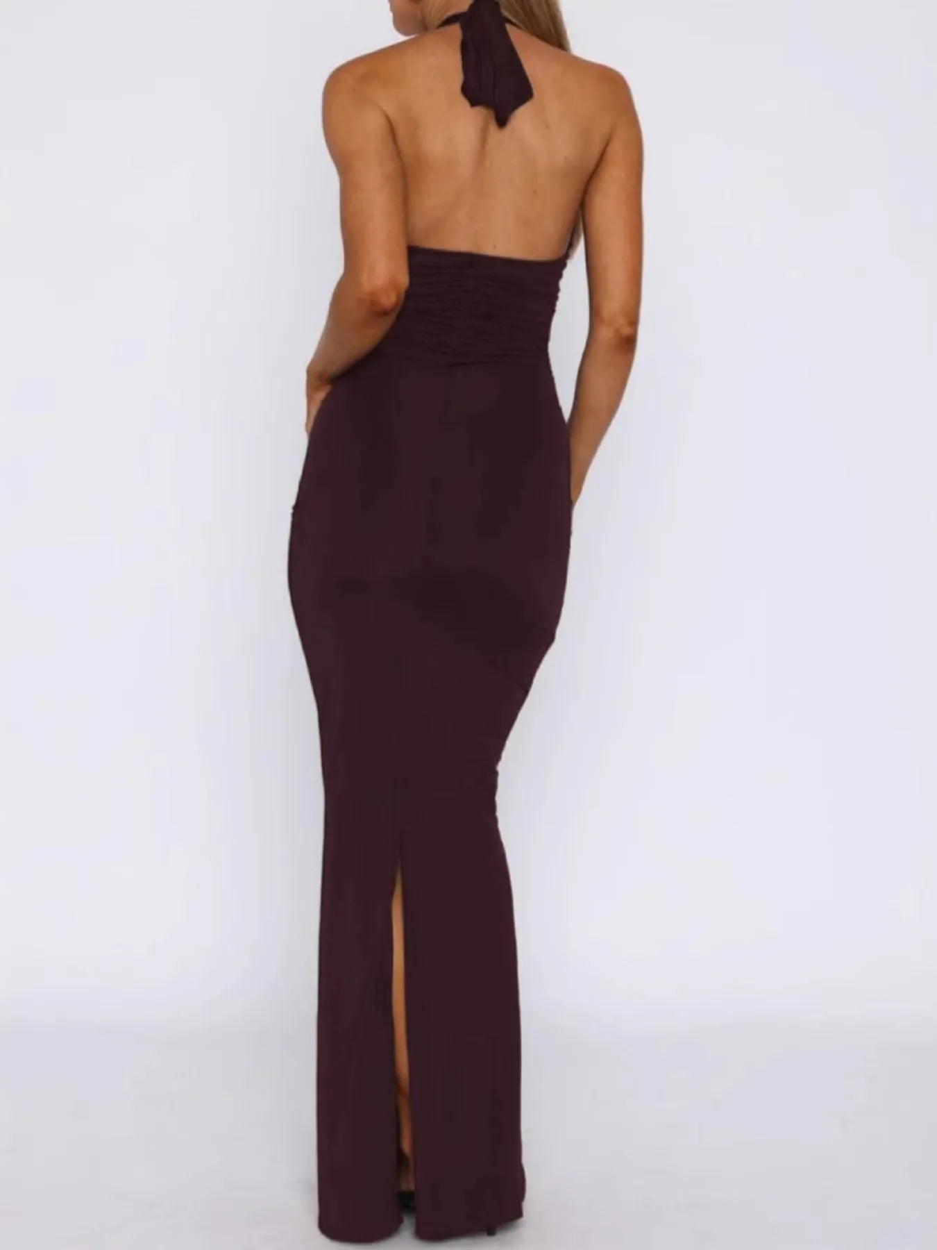 Slit Back Halter Neck Maxi Dress - Flip Flop Dynasty