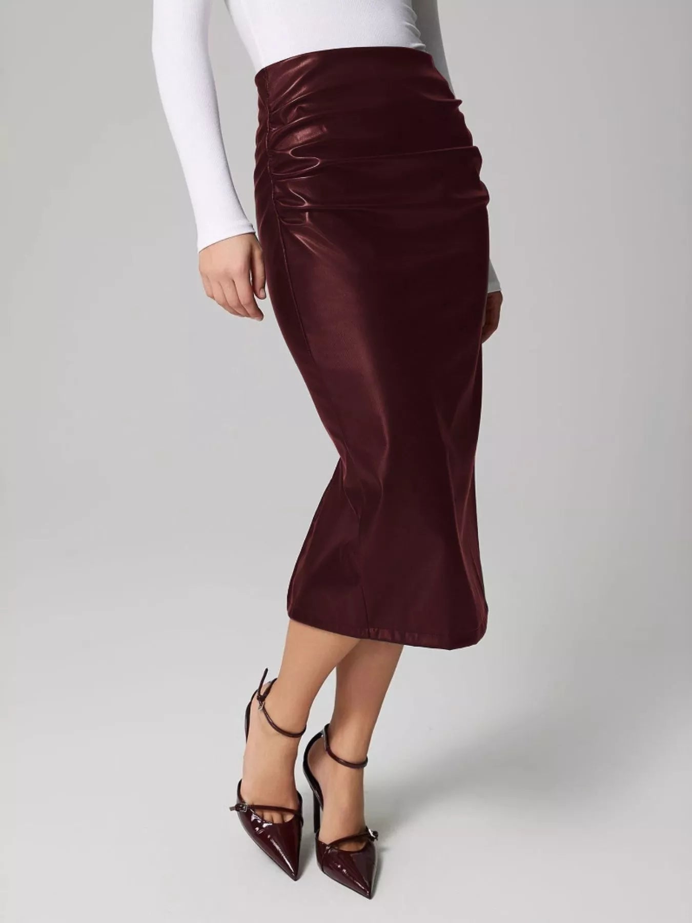 Slit Back Leather Skirt - Flip Flop Dynasty