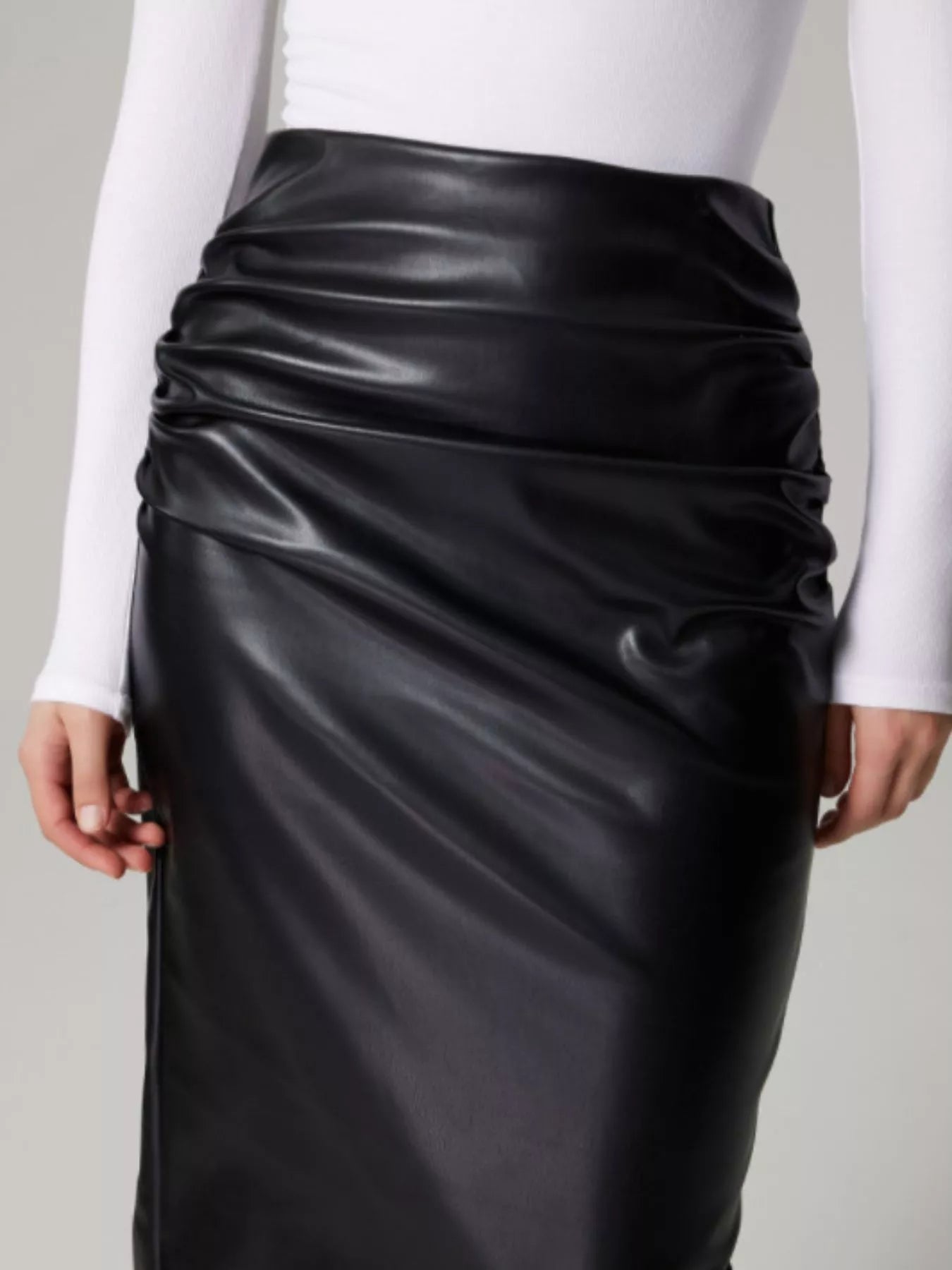 Slit Back Leather Skirt - Flip Flop Dynasty
