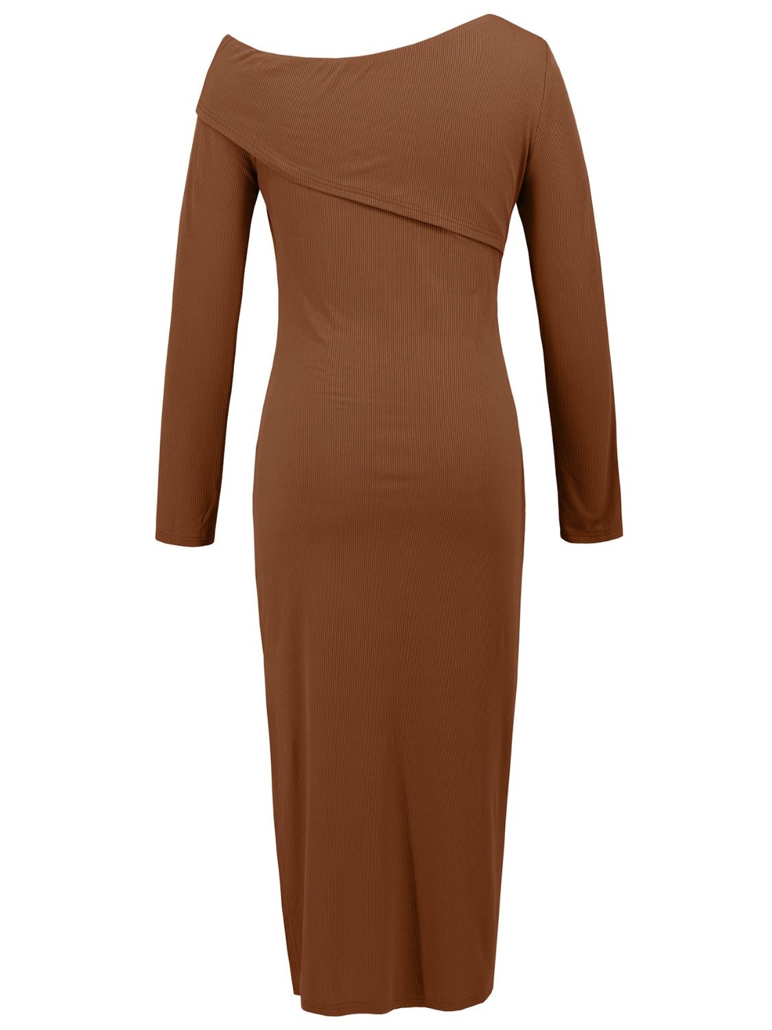 Slit One Shoulder Long Sleeve Dress - Flip Flop Dynasty