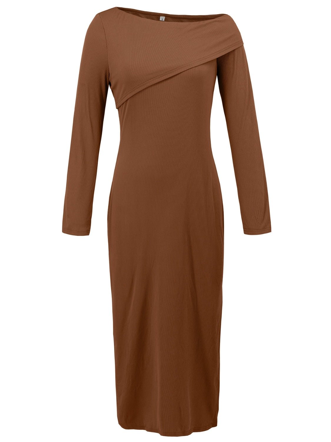 Slit One Shoulder Long Sleeve Dress - Flip Flop Dynasty