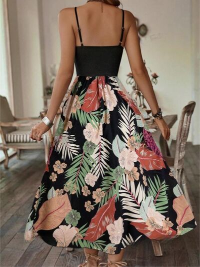 Slit Printed Scoop Neck Cami Dress - Flip Flop Dynasty