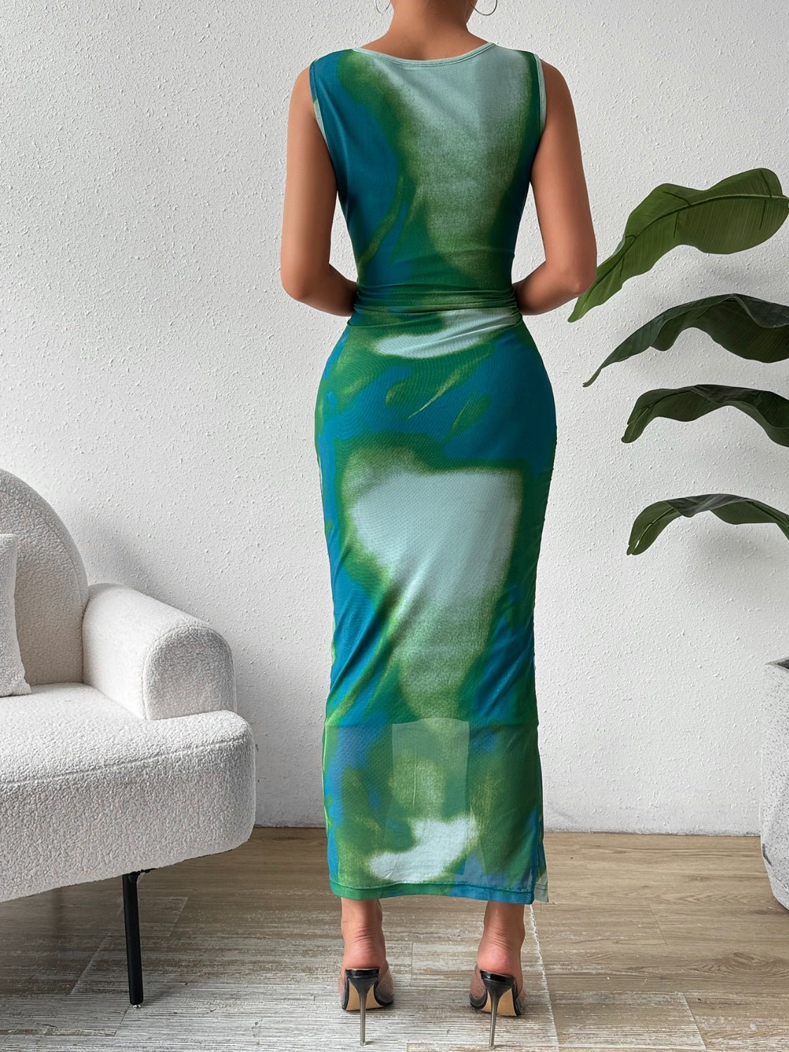 Slit Round Neck Midi Tank Dress - Flip Flop Dynasty