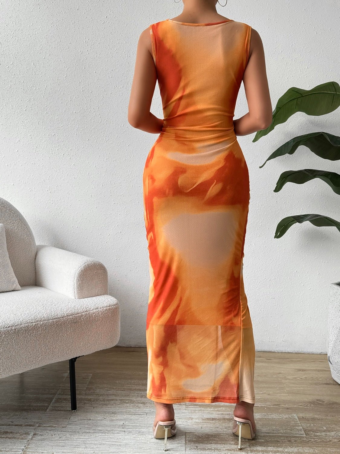Slit Round Neck Midi Tank Dress - Flip Flop Dynasty