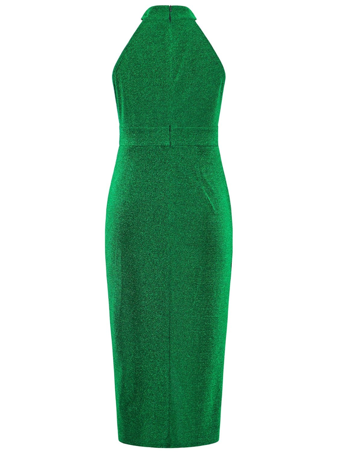 Slit Ruched Mock Neck Sleeveless Dress - Flip Flop Dynasty