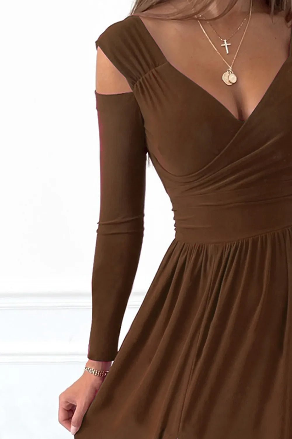 Slit Surplice Long Sleeve Maxi Dress - Flip Flop Dynasty