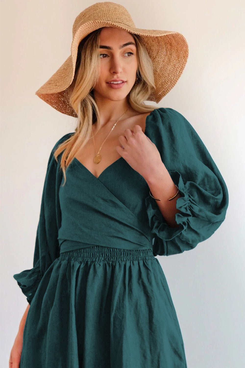 Smocked Tied Flounce Sleeve Midi Dress - Flip Flop Dynasty