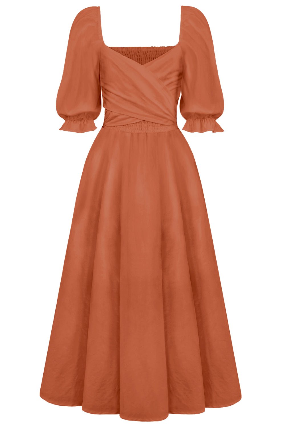 Smocked Tied Flounce Sleeve Midi Dress - Flip Flop Dynasty