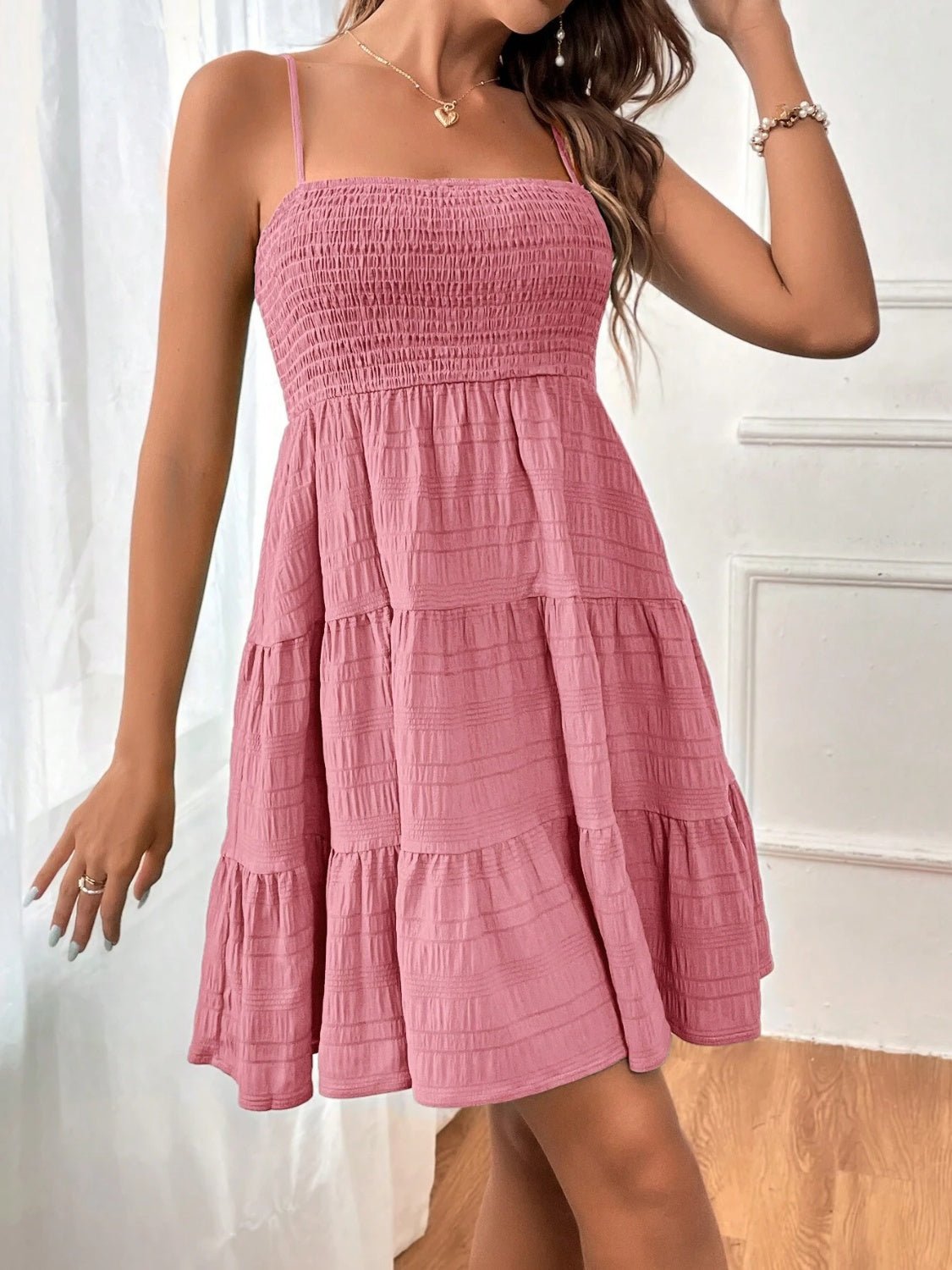 Smocked Tiered Sleeveless Mini Dress - Flip Flop Dynasty