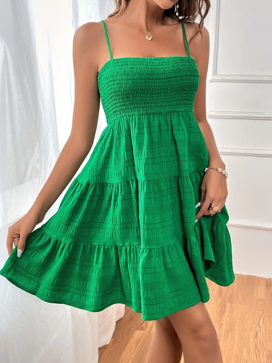Smocked Tiered Sleeveless Mini Dress - Flip Flop Dynasty