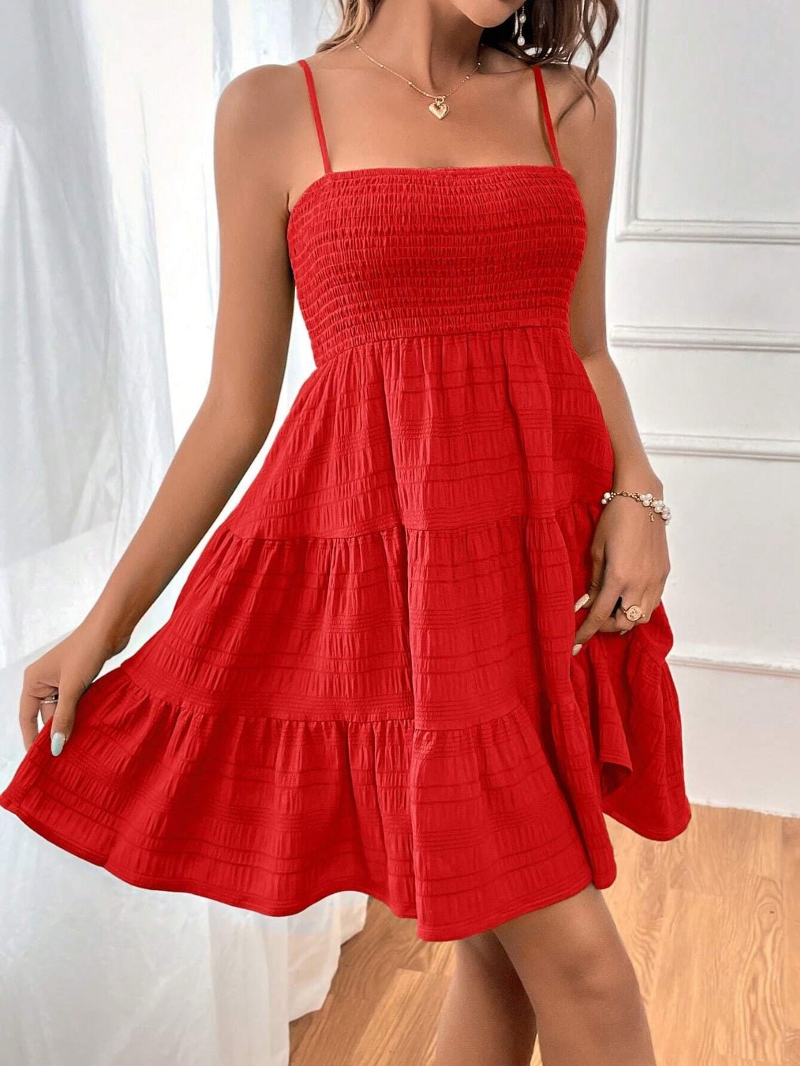 Smocked Tiered Sleeveless Mini Dress - Flip Flop Dynasty