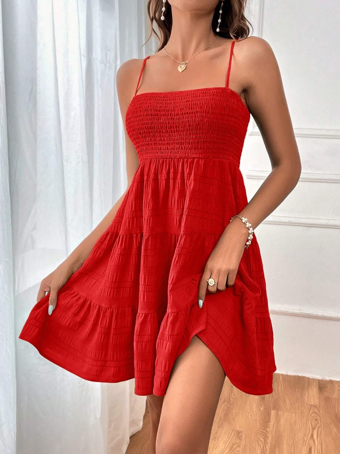 Smocked Tiered Sleeveless Mini Dress - Flip Flop Dynasty