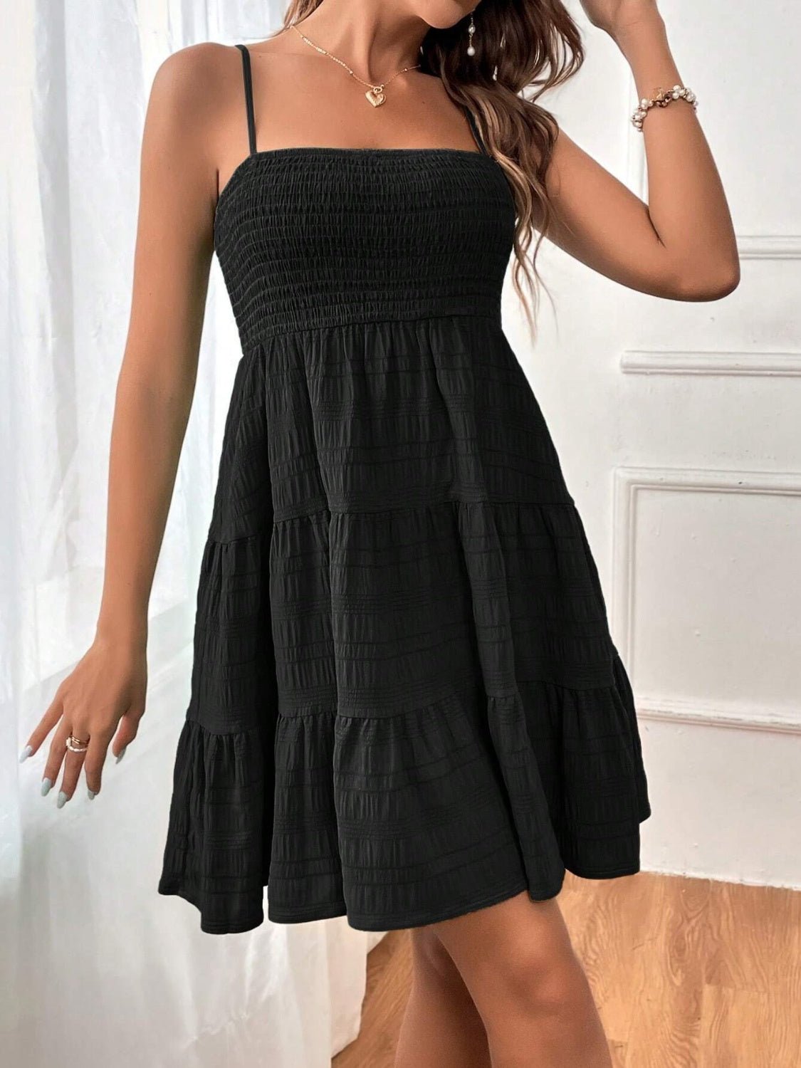 Smocked Tiered Sleeveless Mini Dress - Flip Flop Dynasty