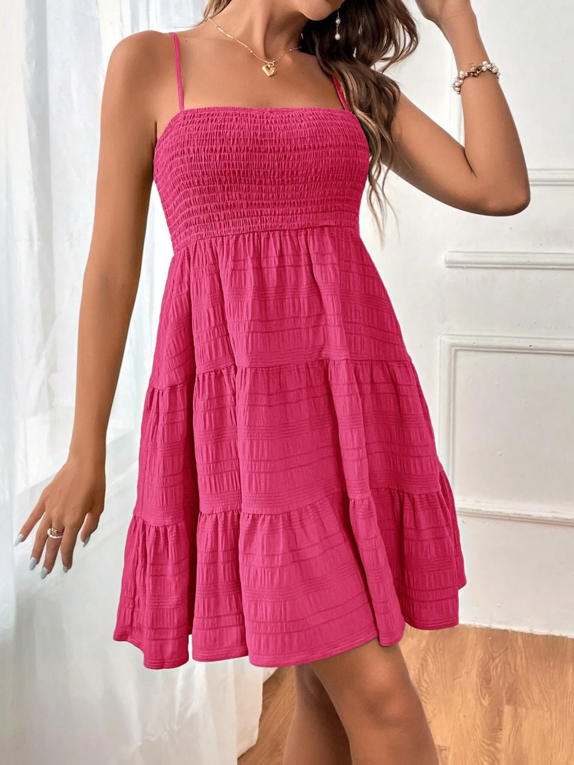 Smocked Tiered Sleeveless Mini Dress - Flip Flop Dynasty
