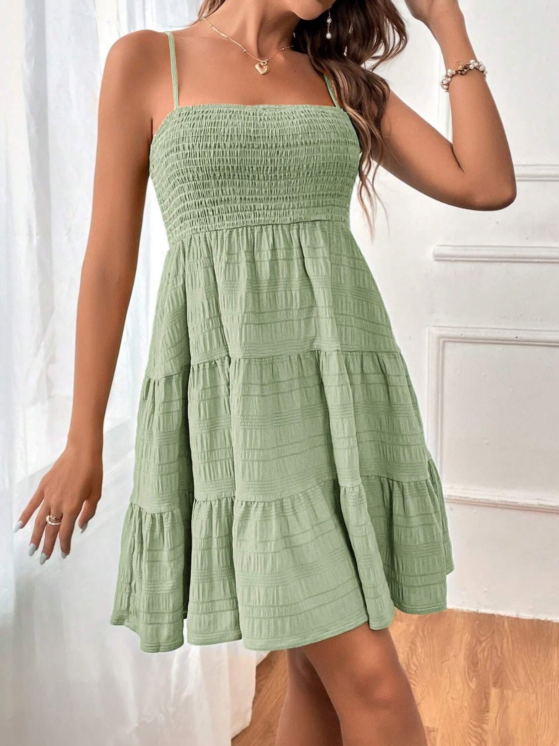 Smocked Tiered Sleeveless Mini Dress - Flip Flop Dynasty