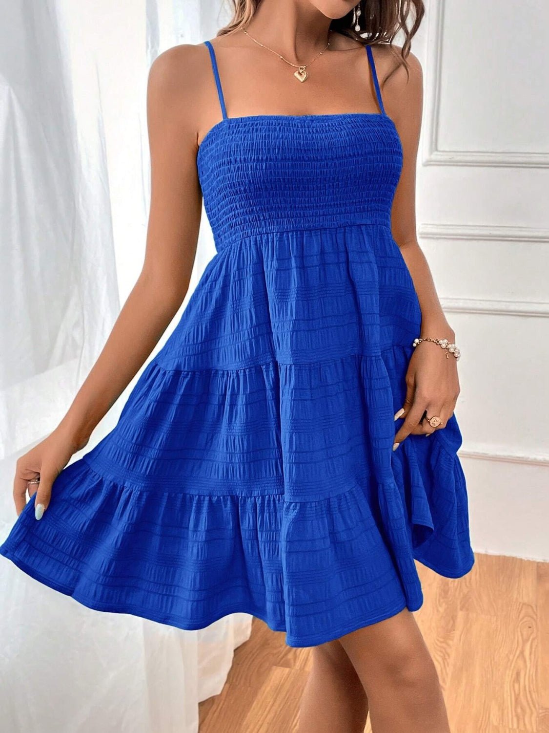 Smocked Tiered Sleeveless Mini Dress - Flip Flop Dynasty