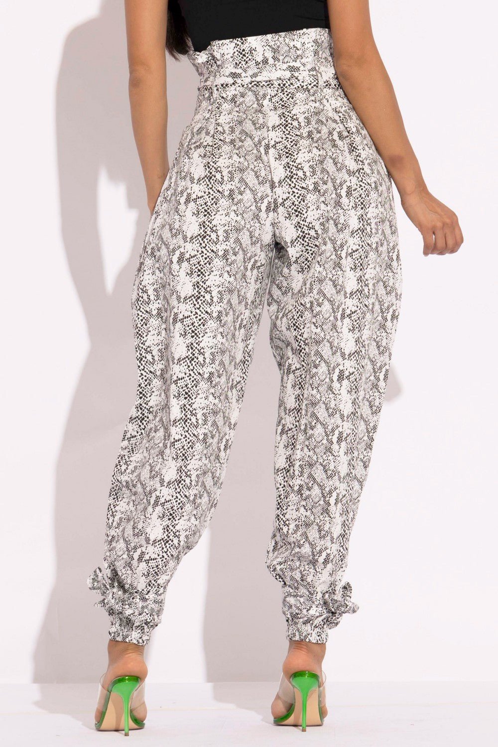 Snake Skin Printed Paper Bag Style Cargo Pants - Flip Flop Dynasty