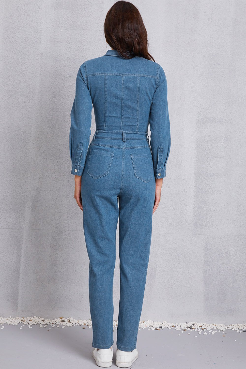 Snap Down Denim Jumpsuit with Pockets - Flip Flop Dynasty