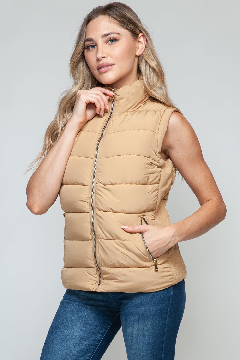 Snobbish Zip Up Turtleneck Vest with Pockets - Flip Flop Dynasty