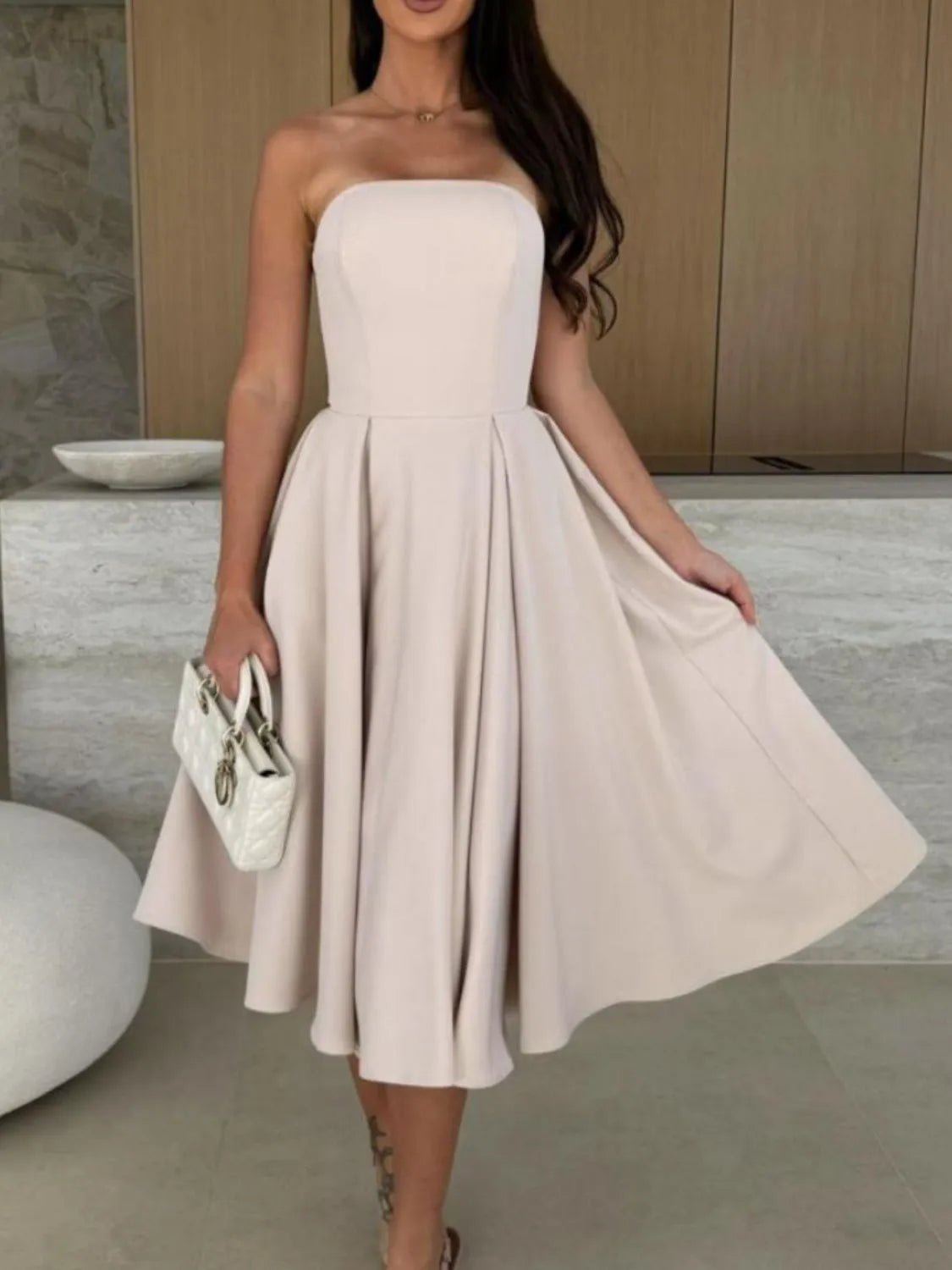Solid Color Tube Midi Dress - Flip Flop Dynasty
