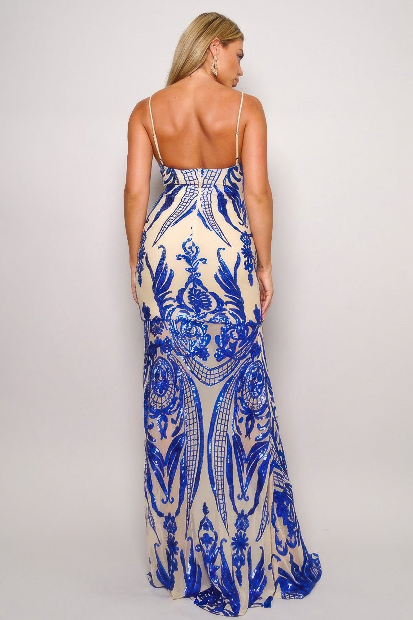 Spaghetti Strap Art Deco Sequins Maxi Dress - Flip Flop Dynasty