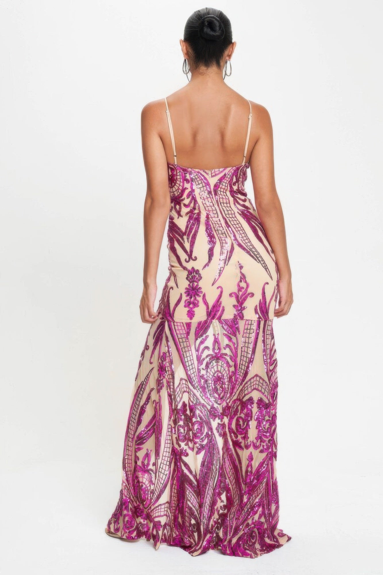 Spaghetti Strap Art Deco Sequins Maxi Dress - Flip Flop Dynasty