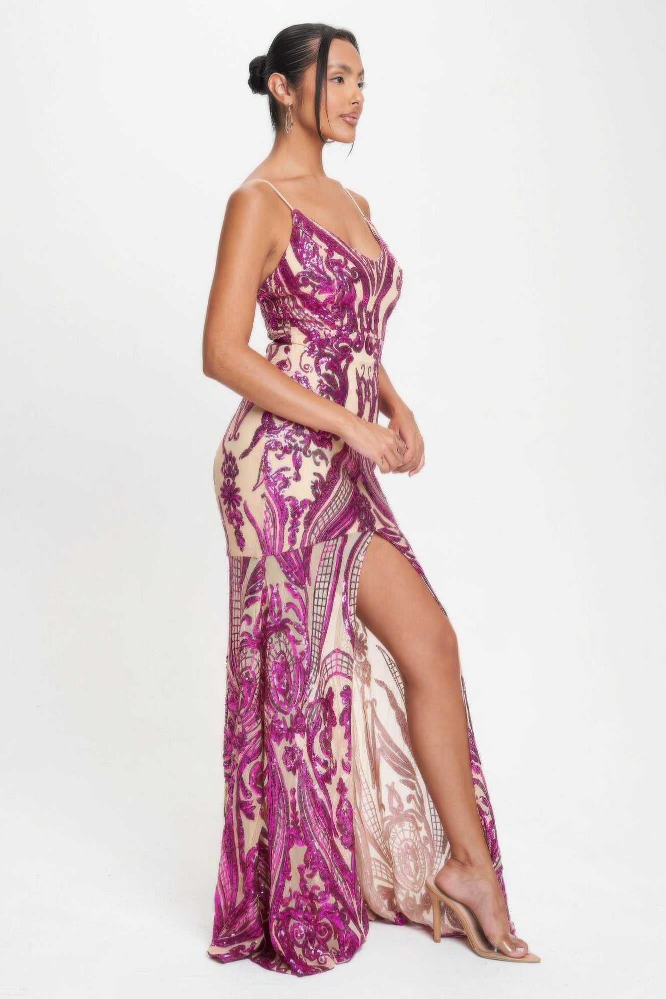 Spaghetti Strap Art Deco Sequins Maxi Dress - Flip Flop Dynasty