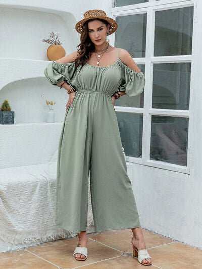 Spaghetti Strap Wide Leg Jumpsuit - Flip Flop Dynasty