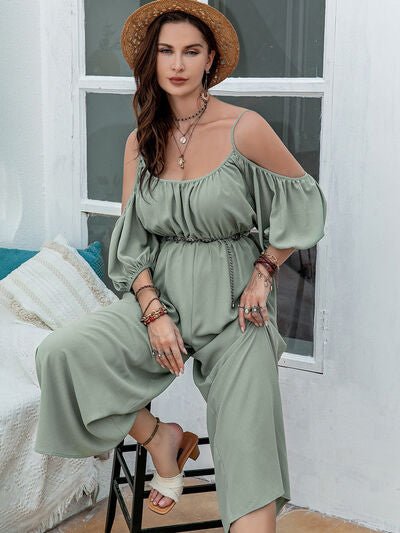 Spaghetti Strap Wide Leg Jumpsuit - Flip Flop Dynasty