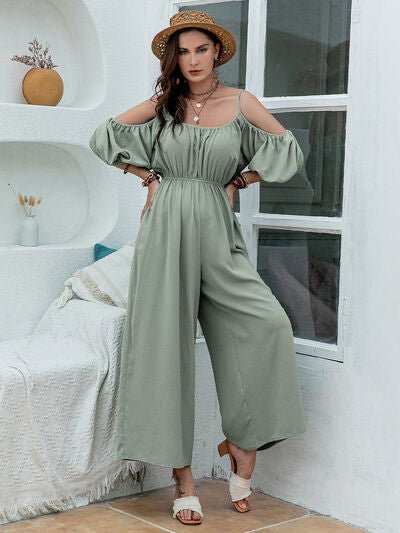 Spaghetti Strap Wide Leg Jumpsuit - Flip Flop Dynasty
