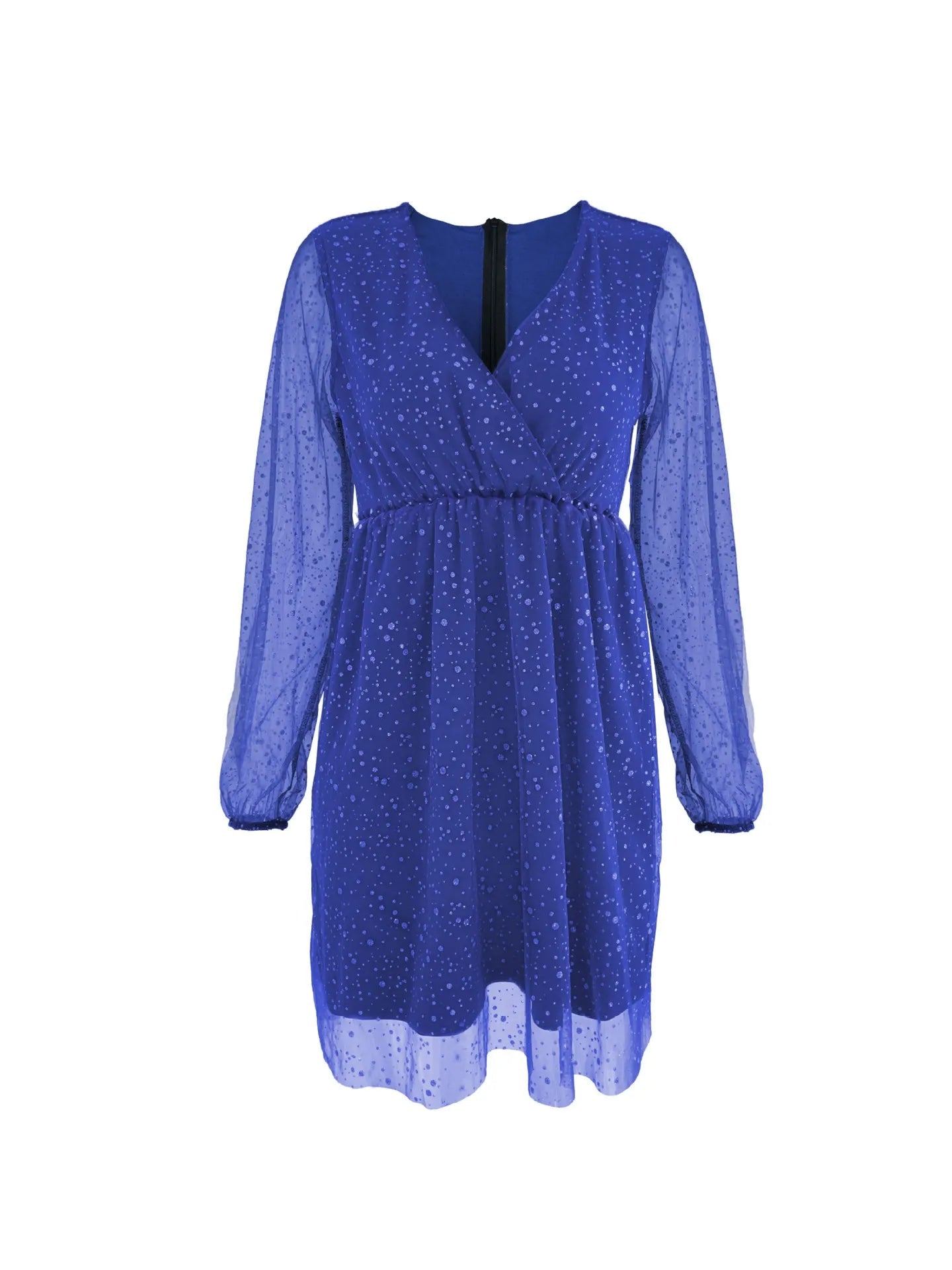 Sparkling Surplice Balloon Sleeve Mini Dress - Flip Flop Dynasty