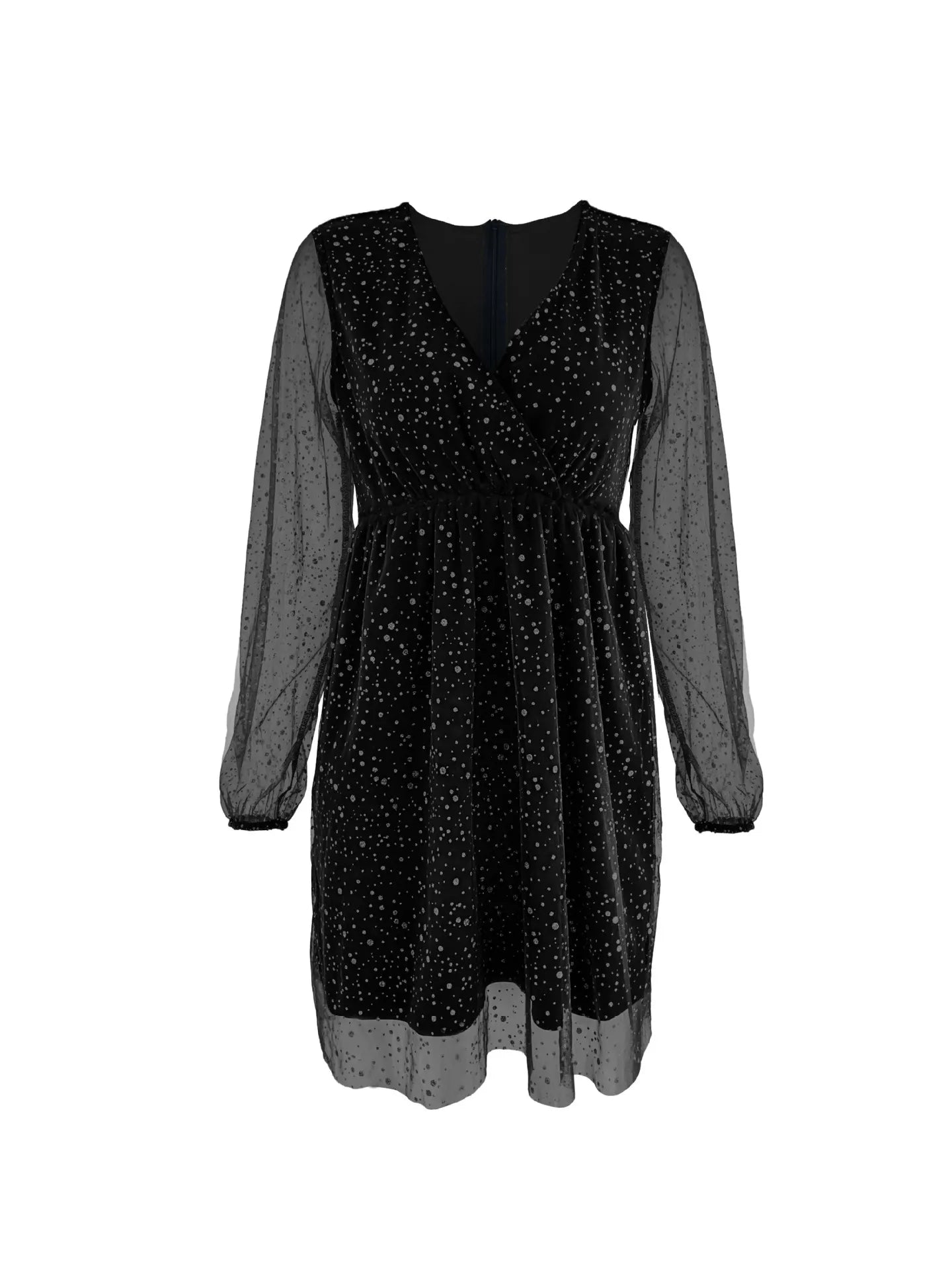 Sparkling Surplice Balloon Sleeve Mini Dress - Flip Flop Dynasty