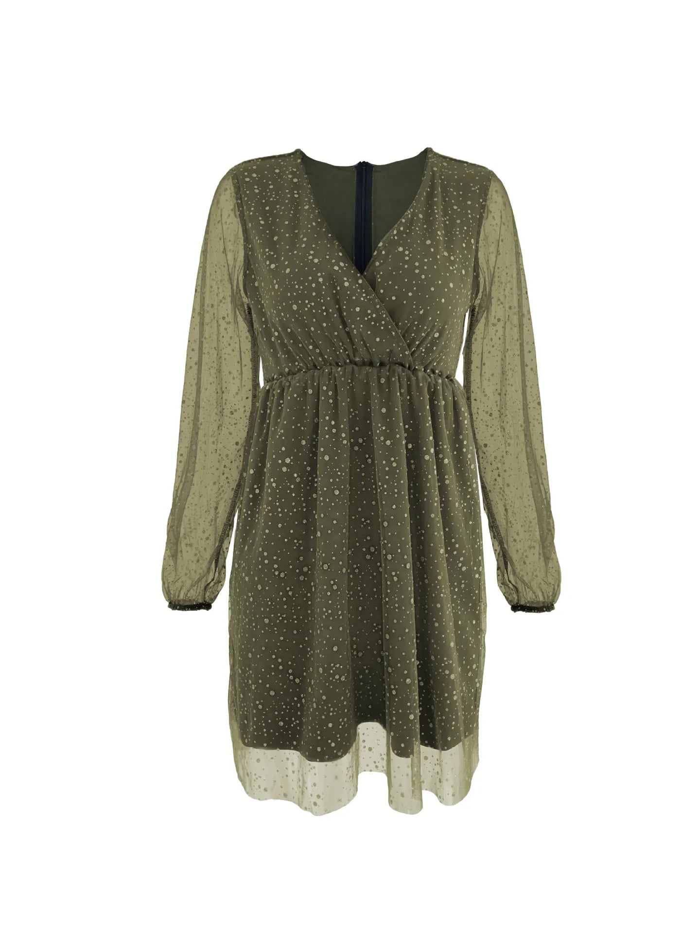 Sparkling Surplice Balloon Sleeve Mini Dress - Flip Flop Dynasty
