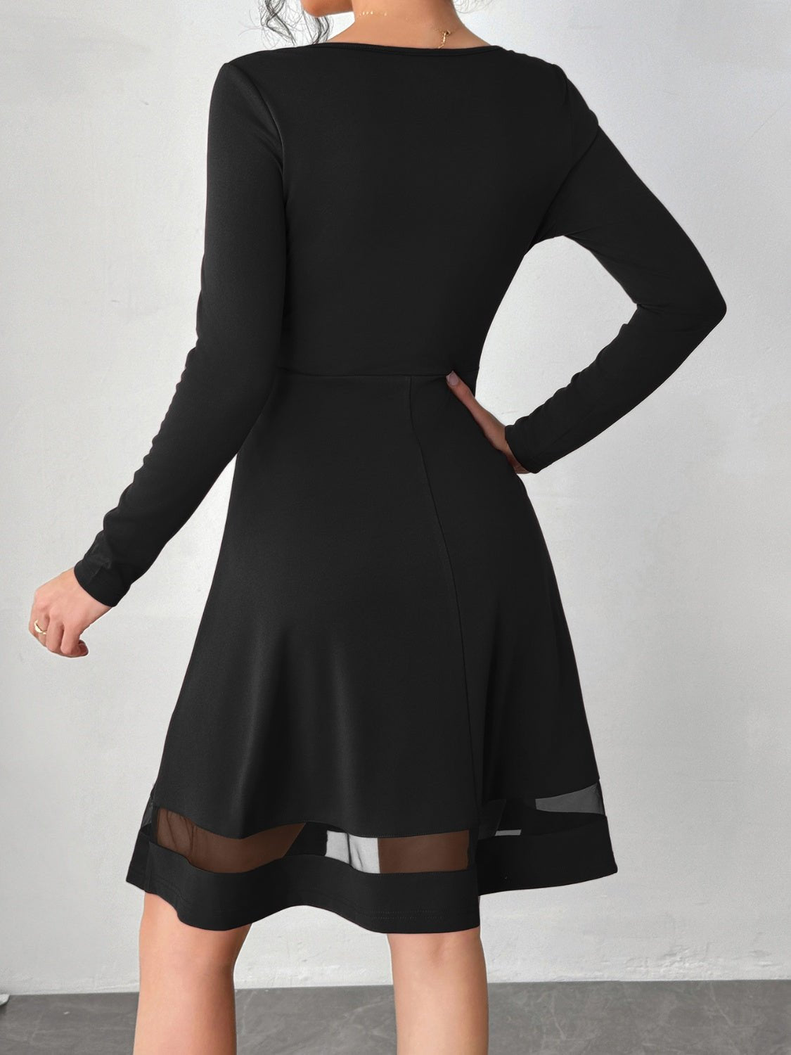 Square Neck Long Sleeve Mini Dress - Flip Flop Dynasty