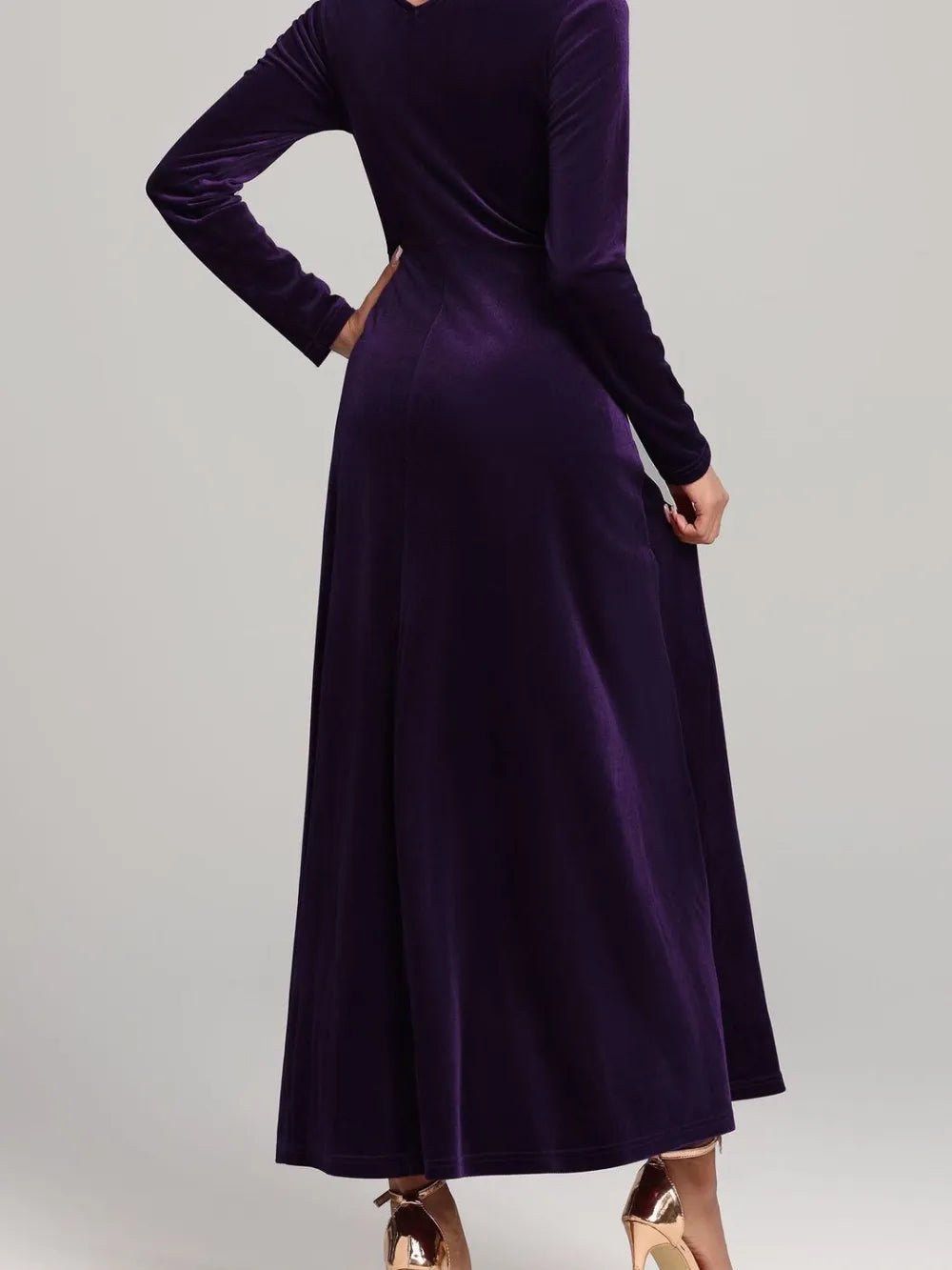 Square Neck Long Sleeve Velvet Dress - Flip Flop Dynasty