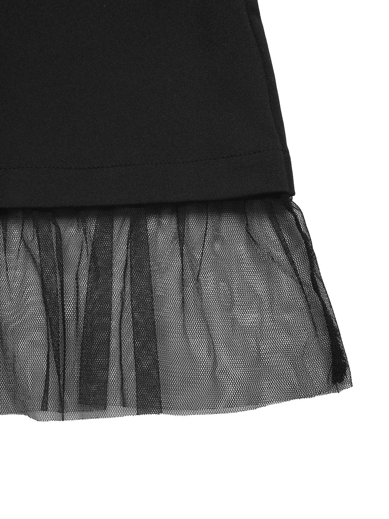 Square Neck Puff Sleeve Mesh Hem Dress - Flip Flop Dynasty