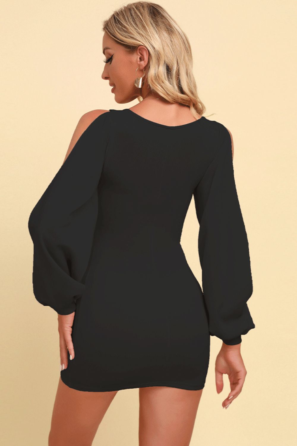 Square Neck Split Sleeve Mini Dress - Flip Flop Dynasty